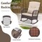 Costway Patio 3PCS Rocking Wicker Bistro Set 2 Rocker Chairs Tempered Glass Side Table